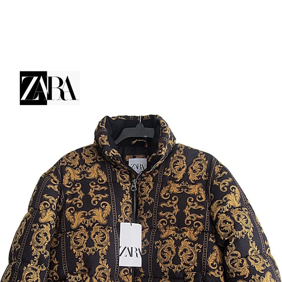ZARA NEW Skater Scroll Motif Quilted Bomber Jacket S - Picture 2 of 12